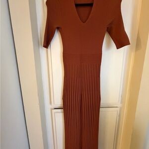 Chic Rust Long Sleeve Knit Dress